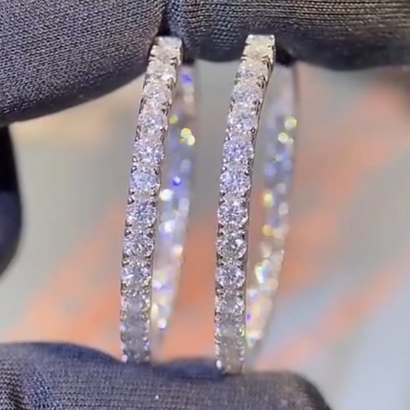 Jewelry - Certified 2.88 ct. t.w. Moissanite Diamond Inside Out Hoop Earrings NEW